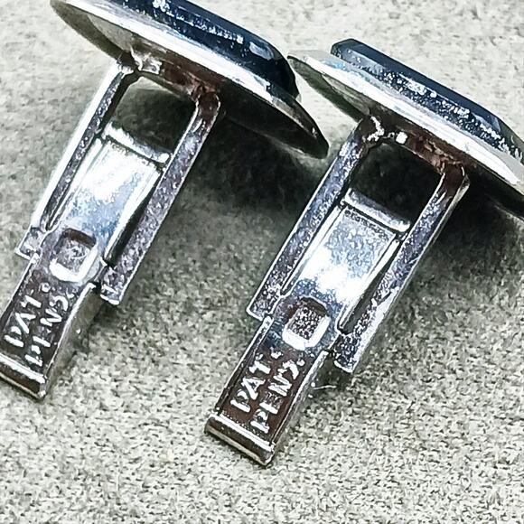 Vintage Black Glass Spartan Cufflinks-Patent Pend. - Picture 4 of 6